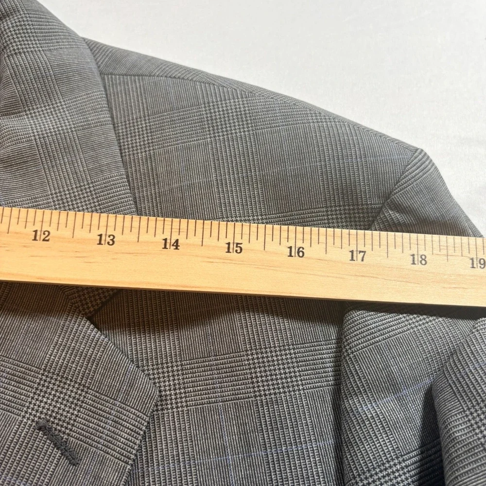 Brooks Brothers Brooksease Blazer Mens 43L Grey Glen Plaid Wool Sport Coat